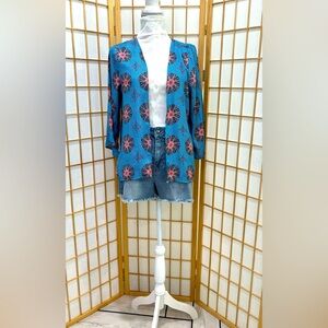 Forever short blue/multicolored kimono robe 👘